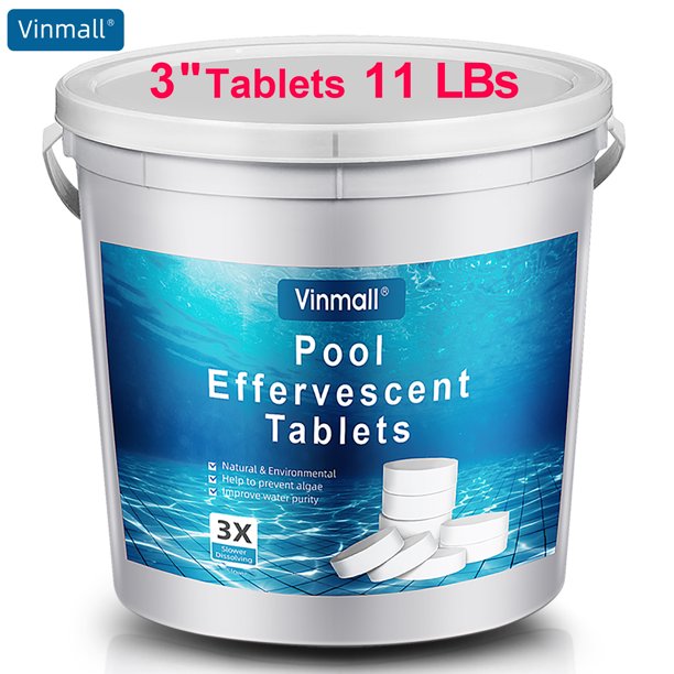 3" Chlorine Tablets for Swimming Pools, Long-Lasting Slow Dissolving Pool Chlorine Tablets, 11 lbs, White