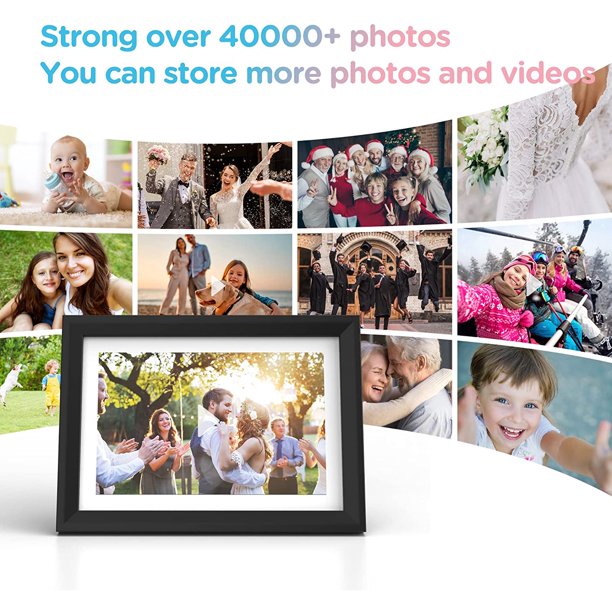 WiFi Digital Picture Frame, 10.1 inch IPS Touch Screen Smart Cloud Photo Frame with 16GB Storage, Frameo APP Control, Auto-Rotate