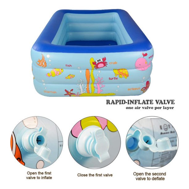 Inflatable Pool, Vinmall Inflatable Swimming Pool for Kids and Adults, 83" X 57" X 25" Oversized Thickened Family Swimming Pool for Kids, Toddlers, Adults, Outdoor, Garden, Summer Water Party