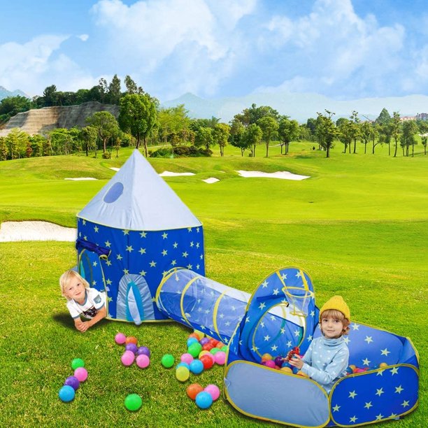 Kids Play Tent, 3-piece Space Tent Children's Pop Up Tent Capsule Yurt Tent Game Tent with Carry Bag for Boys Girls Toddlers Indoor and Outdoor Plays