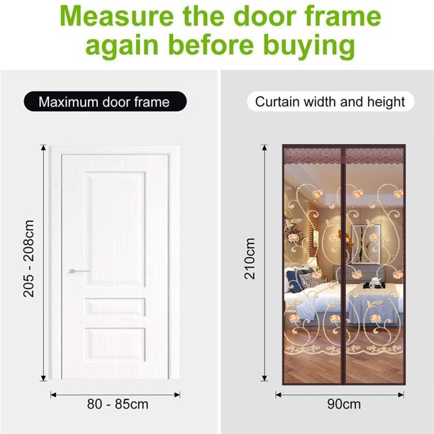 Magnetic Screen Door,Magnet Patio Door with Full Frame Hook & Loop,Auto Closer Fits Door Size up to 35"x82"