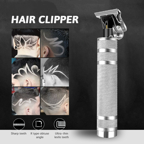 Hair Clippers for Men, Electric Pro Li Outliner Hair Clippers Cordless Rechargeable Grooming Kits T-Blade Close Cutting Trimmer for Men 0mm Zero Gap Bald Head Clippers, Hair Trimmer for Men(Silver)