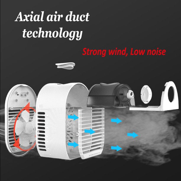 Air Conditioning Fan, Mini Desktop Air Cooler Humidifier, Silent & Portable Cooling Fan