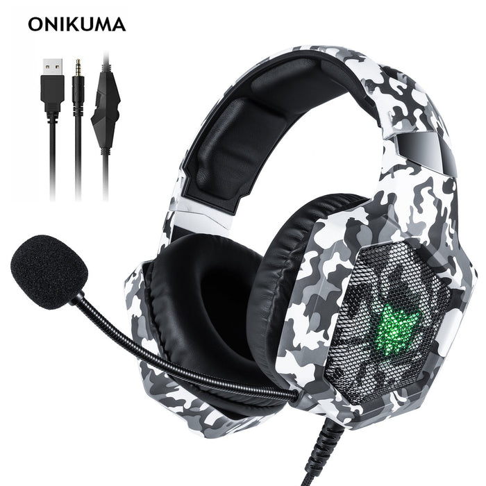 ONIKUMA K8 Stereo Gaming Headset for PS4,Xbox One,Nintendo Switch,PC,PS3,Mac,Laptop,Over Ear Headphones PS4 Headset Xbox One Headset with Surround Sound,LED Light & Noise Canceling Microphone