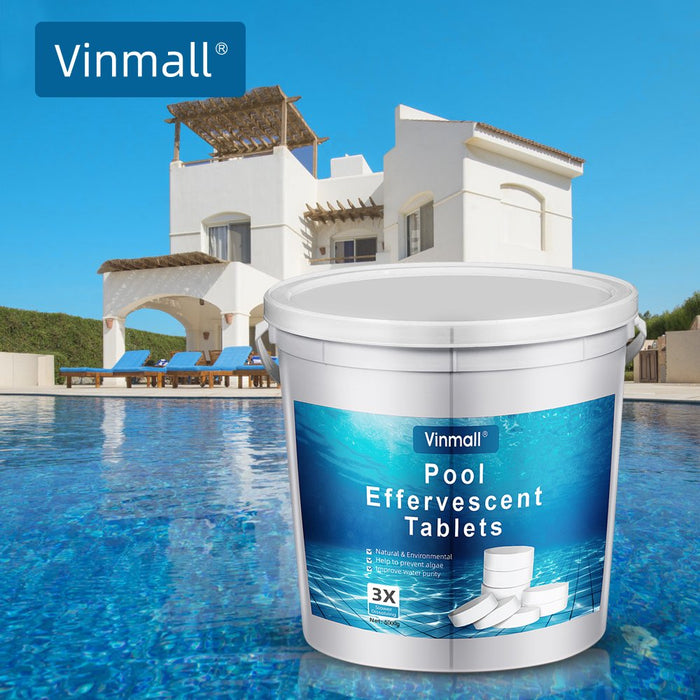 Vinmall 250 Pcs Chlorine Tablets for Swimming Pool Cleaning, 1 Inch 11 Ibs