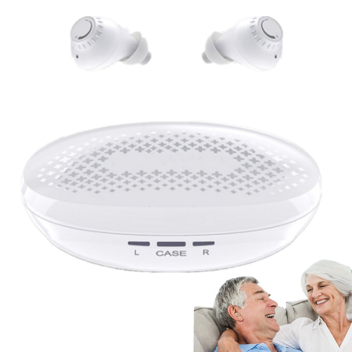 Hearing Amplifiers, Rechargeable Hearing Aids with Portable Charging Case, Volume Adjustable, In-Ear Hearing Aids for Seniors and Adults