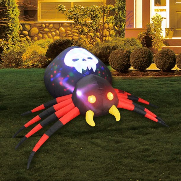 Vinmall Halloween Inflatables Spider Decorations with Kaleidoscope LED Lights, Blow up Party Decor for Indoor Outdoor Yard