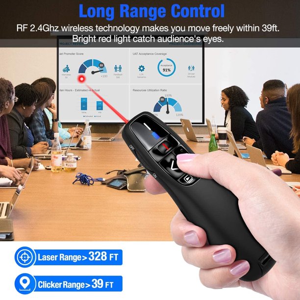 Rioicc Wireless Presenter Remote, RF 2.4GHz USB Presentation Remote Control PowerPoint Presentation Clicker for Keynote/PPT/Mac/PC