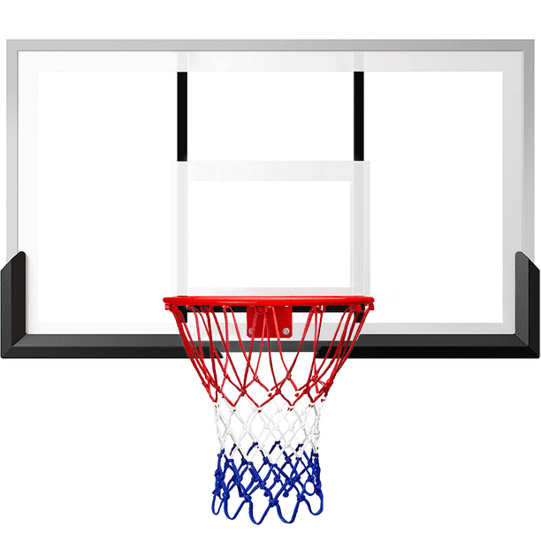 Wall Mounted Basketball Hoop, 48'' x 32'' Shatterproof Polycarbonate Backboard & Rim Combo for Indoor and Outdoor Use