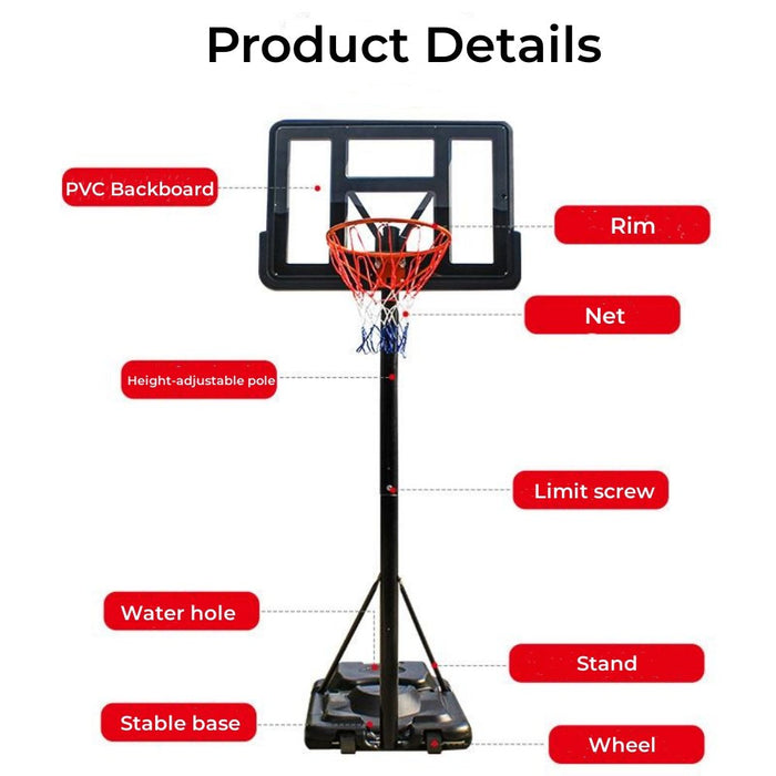 iFanze Basketball Hoop, 4.4-10ft Height Adjustable Portable Basketball Goal System, 44" Backboard, 18" Rim, Kids Adults Basketball Hoop Indoor Outdoor