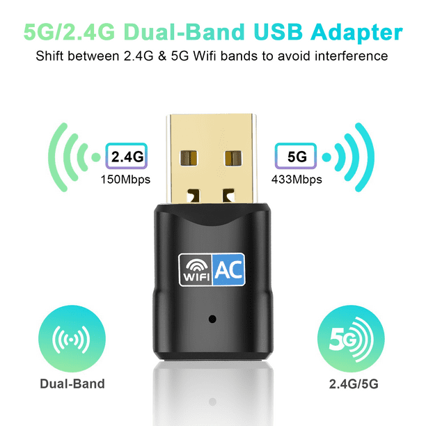 Drive Free USB WiFi Adapter, 1300Mbps 2.4G/5G Dual Band Wireless Adapter, Doosl 802.11ac USB 3.0 WiFi Dongle Network Adapter for Desktop PC Laptop Compatible with Windows 11/10/8/7/XP