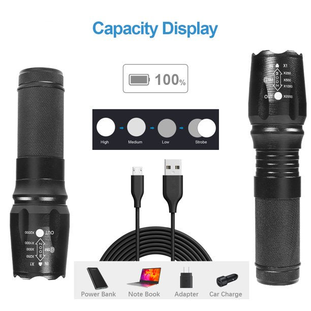 10W 10000 lumens 5 Modes Waterproof Camping outdoor Tactical Torch flash light LED USB Rechargeable flashlights