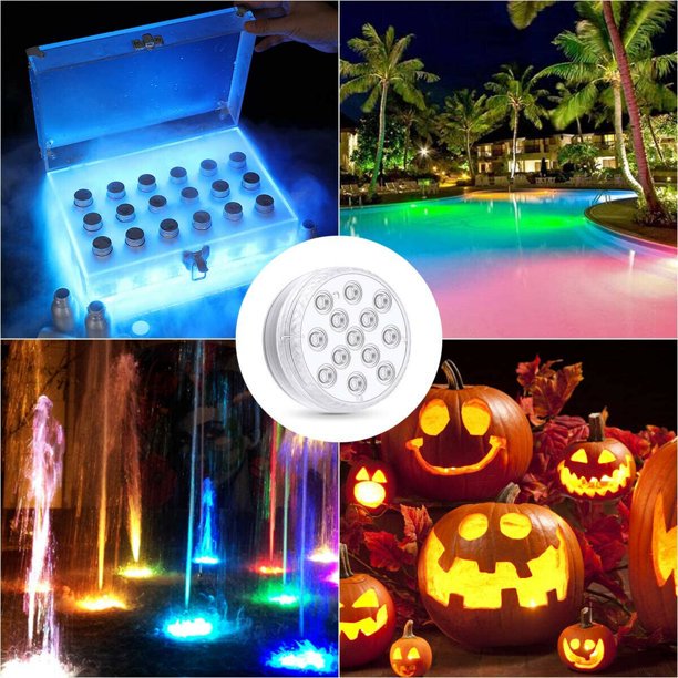 Vinmall Submersible LED Lights with Remote RF,Full Waterproof Pool Lights for Inground Pool with Suction Cups,3.35” Color Changing Underwater Lights for Ponds Battery Operated (4 Packs)