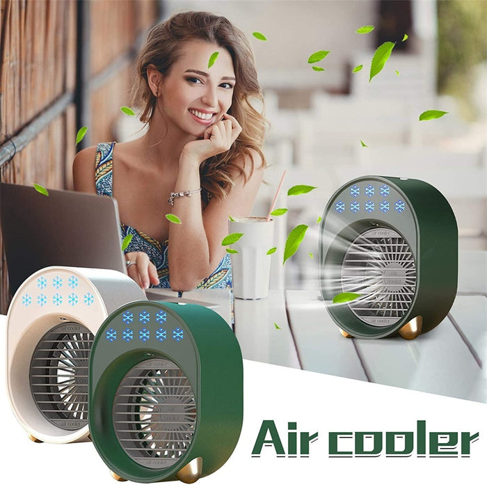 Portable Air Conditioner, Mini Air Conditioner 3600 mAh Air Cooler Fan with 3 Speed Modes Desk Fan with LED Light, Portable Air Conditioner for Home, Office and Room