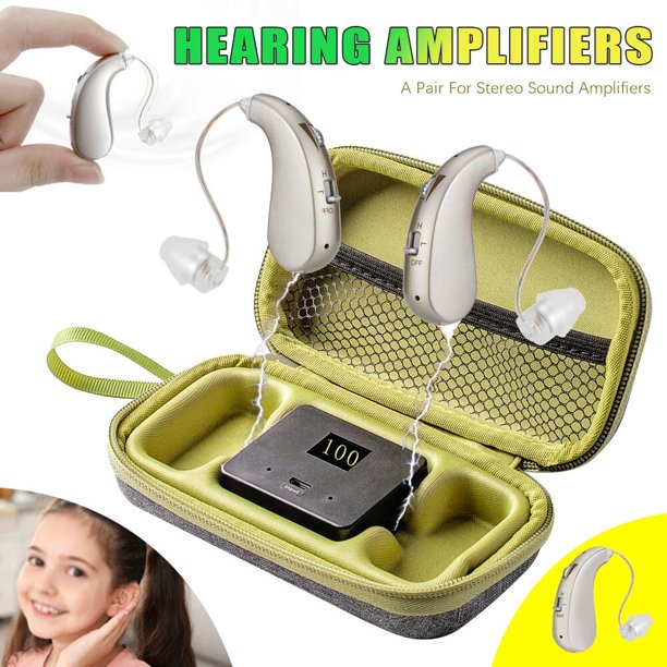 iFanze Hearing Aids & Amplifiers,Noise Reduction, Rechargeable Enhances Speech and Audio Sound Amplifier with Portable Charging Case,Both Ears,Silver