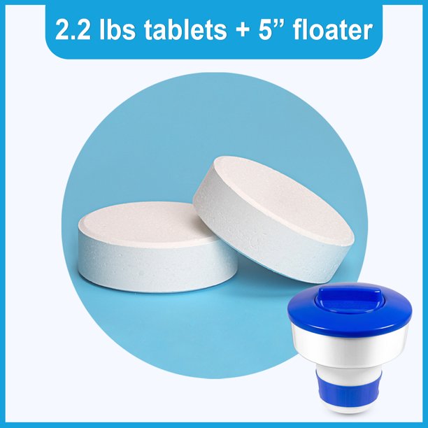 3 inch Chlorine Tablet for Swimming Pool Use, with 5" Dispenser, 2.2 lbs