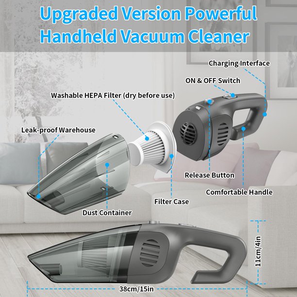 Handheld Vacuums Cordless, Rechargeable Lightweight Wet Dry Car Vacuum Cleaner for Pet Hair, Home and Car Cleaning, Up to 30 Mins Runtime