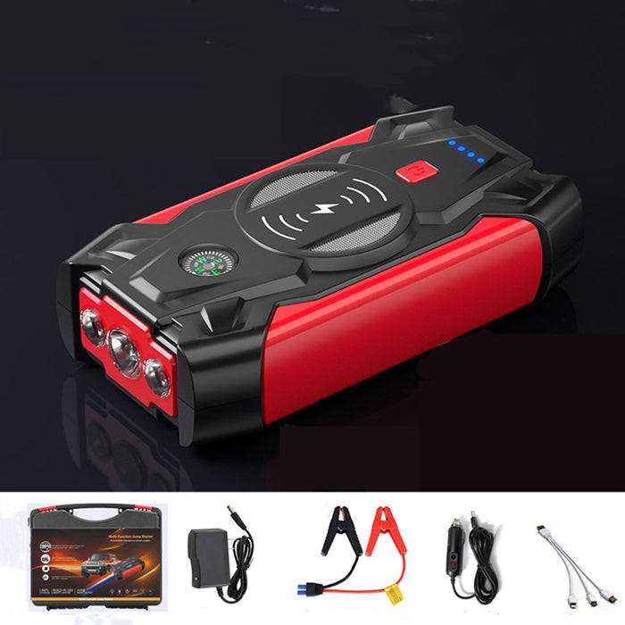 Doosl Car Jump Starter with Cellphone Wireless Charger, 39800 mAh 12V Battery Jump Pack Power Bank with Flashlight, USB QC3.0, Auto Jump Boxes Applies up to 6L Gas or 4L Diesel Engine, J13, Red