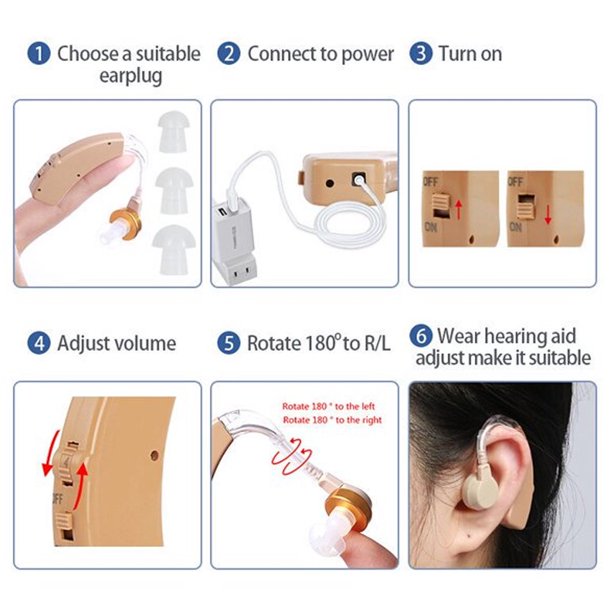 Hearing Aid Rechargeable, Amplifier Devices for Seniors with Noise Cancelling, Volume Adjustable, Portable