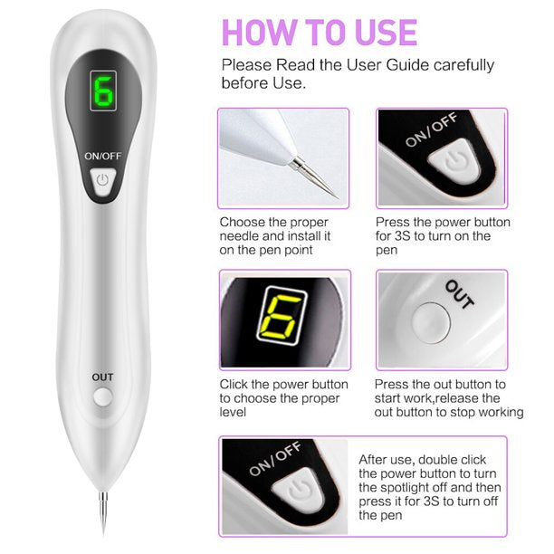 Dot Mole Remover Pen, Skin Tag Remover Dark Spot Remover Freckle Tattoo Wart Mole Removal Tool Dark Spot Tattoo Remover New 2020 Version Portable USB Rechargeable