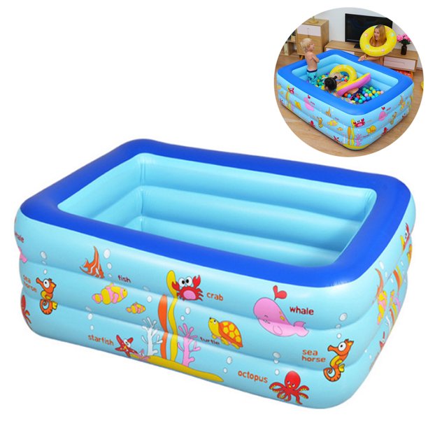 Vinmall Inflatable Swimming Pool, Inflatable Pool for Kids, Kiddie, Toddler, Adults, 83" X57" X25", Swim Pool for Outdoor, Backyard, Garden, Indoor, Lounge, Rectangle