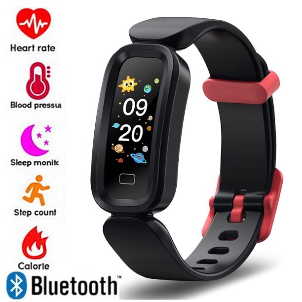 Doosl Smart Watch for Kids, IP68 Waterproof Bluetooth Fitness Tracker with Heart Rate Monitor Sleep Monitor Gift for Boys Girls Teens, Black