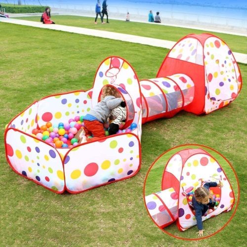 3-piece Play Tent Set and Kids Tent with Tunnel