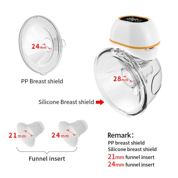 Vinmall Wearable Electric Breast Pump, Hands-Free Portable Breast Pump, Silent, 3 Modes, And 9 Levels Adjustment, LCD Display, USB Rechargeable, (19/21/24 /28 Mm Flange), 2pack, J4