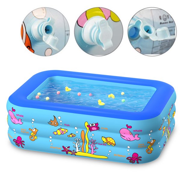 Vinmall Inflatable Swimming Pool, Inflatable Pool for Kids, Kiddie, Toddler, Adults, 83" X57" X25", Swim Pool for Outdoor, Backyard, Garden, Indoor, Lounge, Rectangle