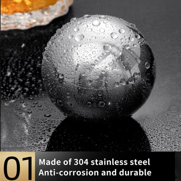 Whiskey Stones, Vinmall 8PCS Whiskey Gifts for Men Stainless Steel Balls Shaped Whiskey Stones Set Chilling Rocks Ice Stones Decanter With Tongs and Storage Box for Whiskey Lovers