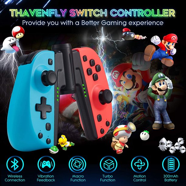 JoyPad Controller for Nintendo Switch, Replacement for Switch Joy con, Wireless Bluetooth Switch Controller, NFC, Programmable Macros, Turbo, Motion Control Dual Shock