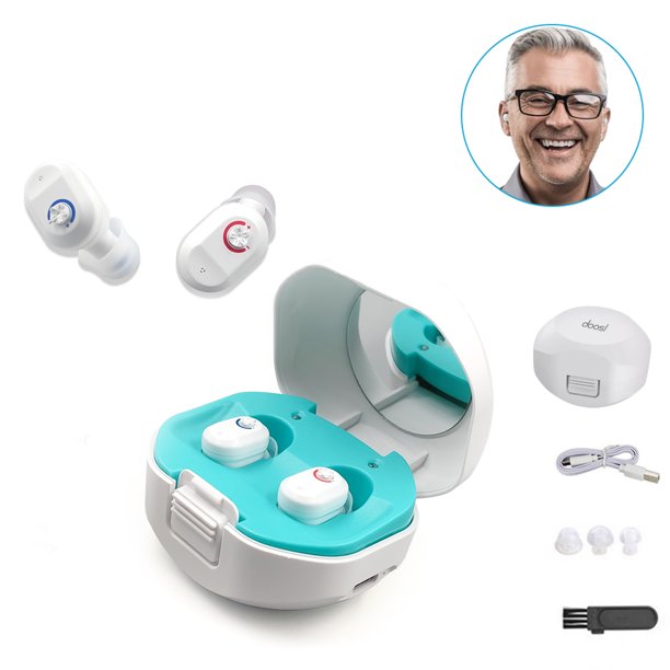 Vinmall Hearing Aids for Seniors with Portable Charging Case, Rechargeable Hearing Amplifiers for Ears, Noise Cancelling, Volume Adjustable, In-Ear Hearing Devices for Both Ears