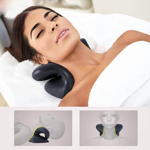 Xpreen Neck Stretcher, Cervical Traction Device for Pain Relief, PU Neck and Shoulder Relaxer for Relieve TMJ Headache Muscle Tension Spine Alignment, with Magnetic Therapy Polyester Pillowcase