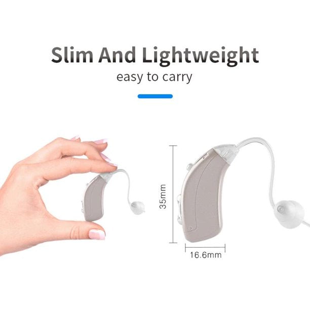 Rechargeable Hearing Aids for Both Ears, Vinmall Digital Hearing Amplifier with Charging Case, 1 Pair, Silver