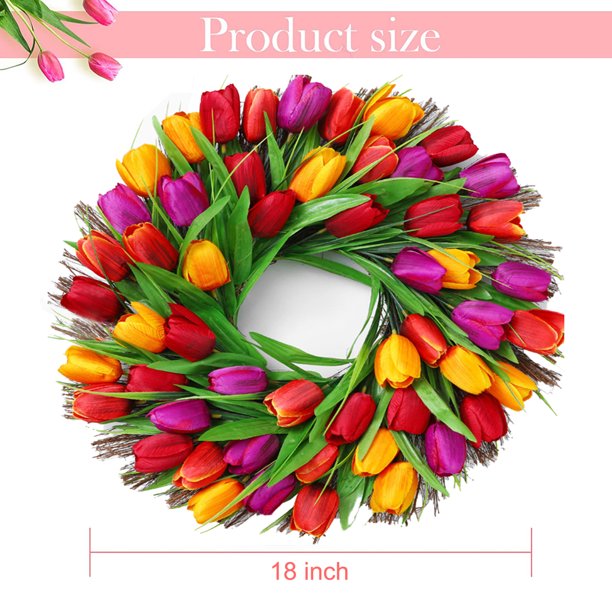 Melliful 18" Valentine's Day Wreath for Front Door, Round Shaped Wreath Hanging Wall Decorations, Valentines Outdoor Decor