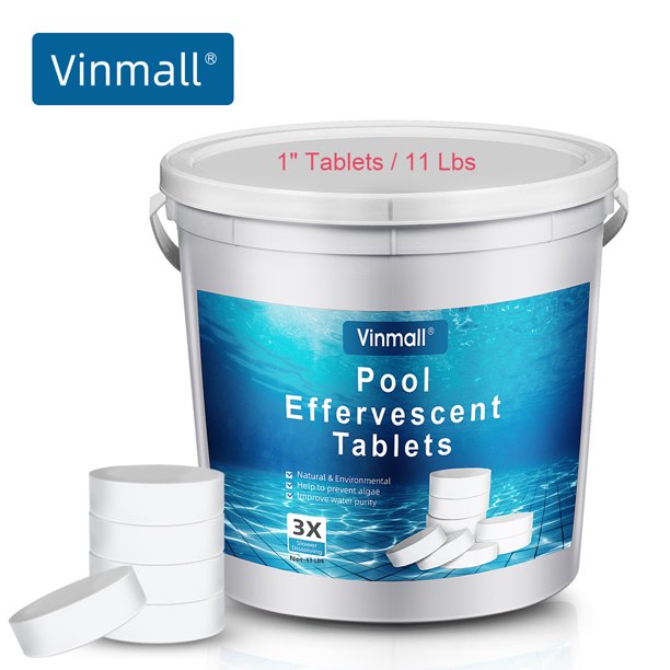 Vinmall 11 lbs Pool Chlorine Tablets, Long Lasting Chlorine Tablets for Swimming Pool or Spa(20g per Piece)