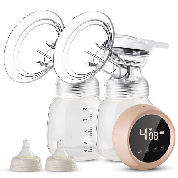 Vinmall Breast Pump, Breast Feeding Portable Electric Double Breast Pump Pain Free LED HD Display 2 Modes and 9 Levels, Ultra-Quiet Rechargeable Milk Pump, BPA Free