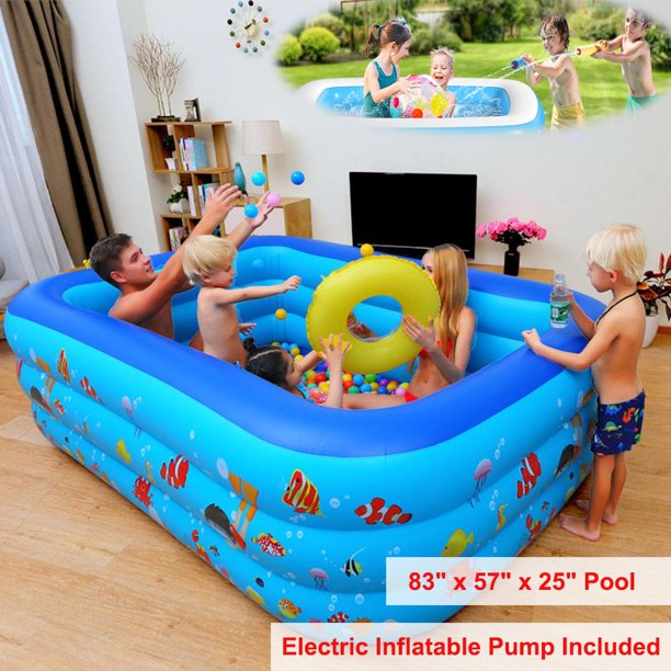 JoRocks Inflatable Pools for Kids , 83" x 57" x 25" Large Three-layer Blow Up Swimming Pool for Adult and Kids , Outdoor, Garden, Backyard, Summer Swim Center