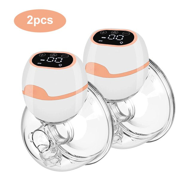 Vinmall Wearable Electric Breast Pump, Hands-Free Portable Breast Pump, Silent, 3 Modes, And 9 Levels Adjustment, LCD Display, USB Rechargeable, (19/21/24 /28 Mm Flange), 2pack, J4