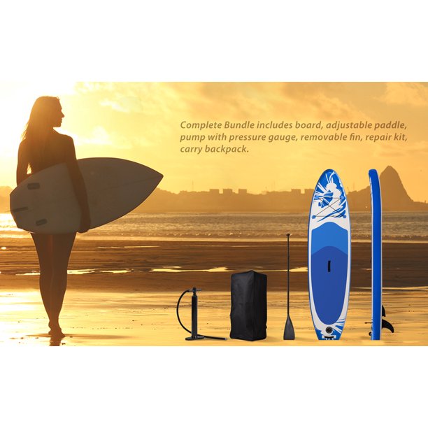 Stand Up Paddle Board 10¡¯x 30¡± x 6¡± Ultra-Light (19lbs) Inflatable Paddleboard with ISUP Accessories, Three Fins, Adjustable Paddle, Pump, Backpack, Leash, Waterproof Phone Bag