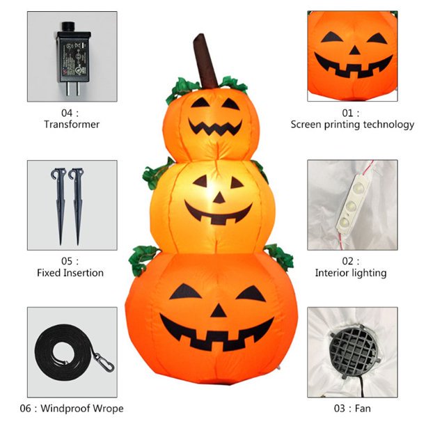 Halloween Inflatable Decoration Cute Holiday Inflatable 59 inch Pumpkin