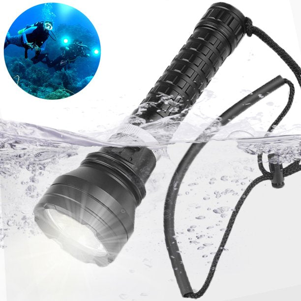 100000 Lumens Powerful Flashlight, Rechargeable LED Diving Flashlight, IPX8 Underwater Scuba Light, Super Bright Flash Light for Hiking Hunting Camping Outdoor Emergencies