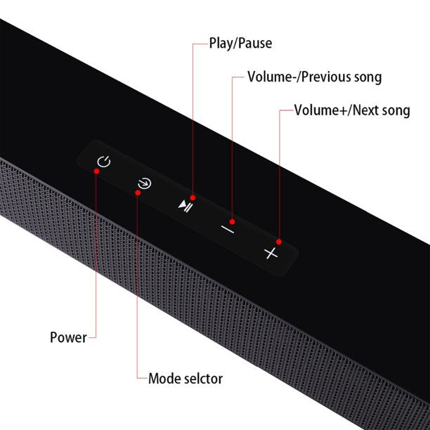 23-Inch 40W Sound Bar with Sub Woofer, Wired and Wireless Smart Bluetooth 5.0 TV Sound Bar with Four Powerful Speaker, Control Remote