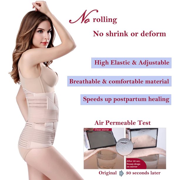 Postpartum Recovery Girdle Wrap 3 in 1, Postpartum Support with Recovery Belly waist pelvis C-Section Recovery Belt, Beige, L Size