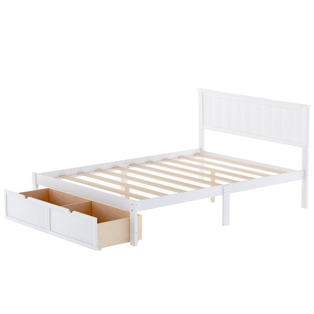 Vinmall Full Platform Bed Frame with 4 XL Storage Drawers and Footboard