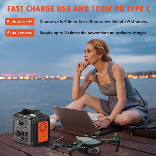 Doosl Portable Power Station 300W, Doosl 296Wh 80000mAh Outdoor Solar Generator for Outdoor Camping, Home Backup, RV Camping, Emergency, Power Outages,Black